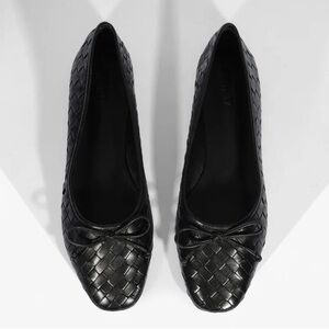 Schutz Arissa black leather woven ballet flats size 8 B balletcore dainty girly